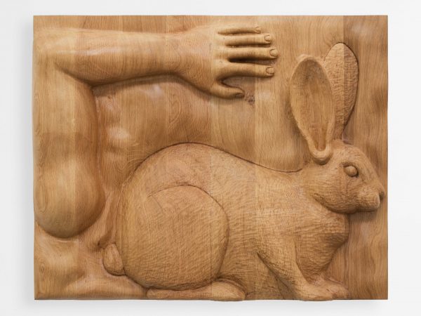 Daniel Dewar & Grégory Gicquel, Oak Relief with Giant Flanders Rabbit and Arm, 2020