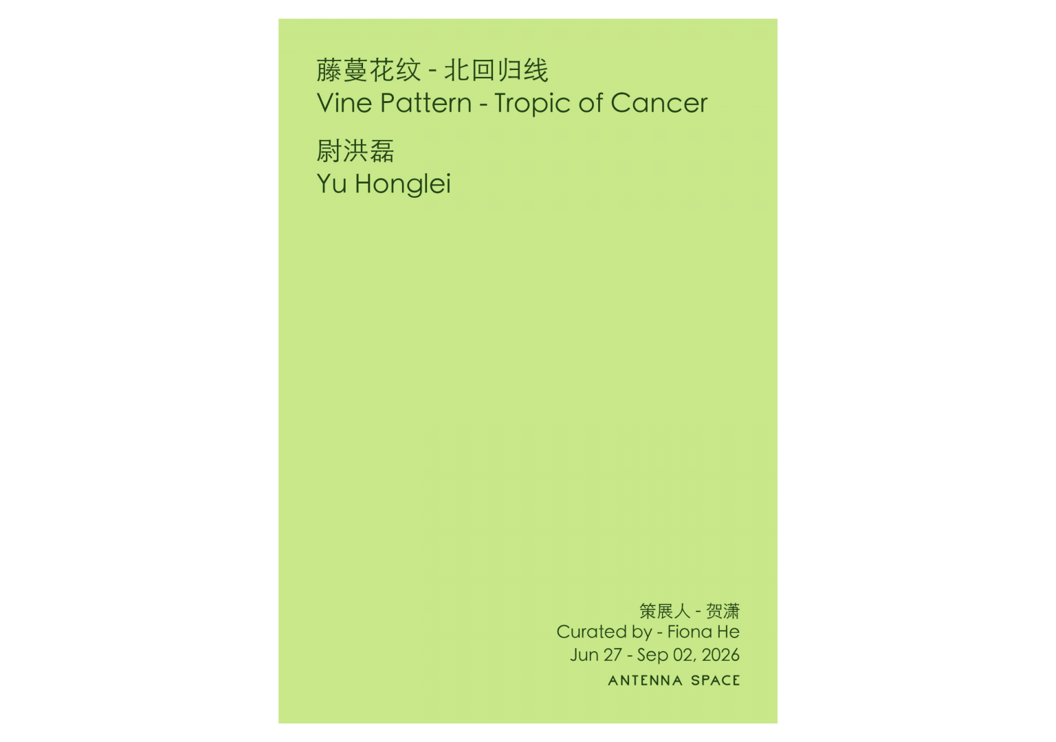 Yu Honglei: Vine Pattern – Tropic of Cancer